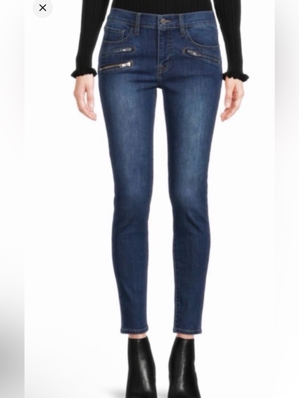Etienne Marcel Jeans Womens 25 Blue Skinny Moto Zip Pocket Stretch Denim NWT